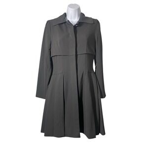 MASLAVI by JOVANI Black Trench Style Heavy‎ Pleated Collared Button Dress Size 2